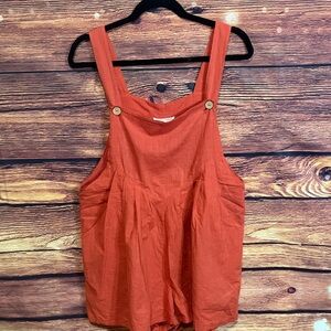 Newbury Kustom Orange Romper with Button Straps